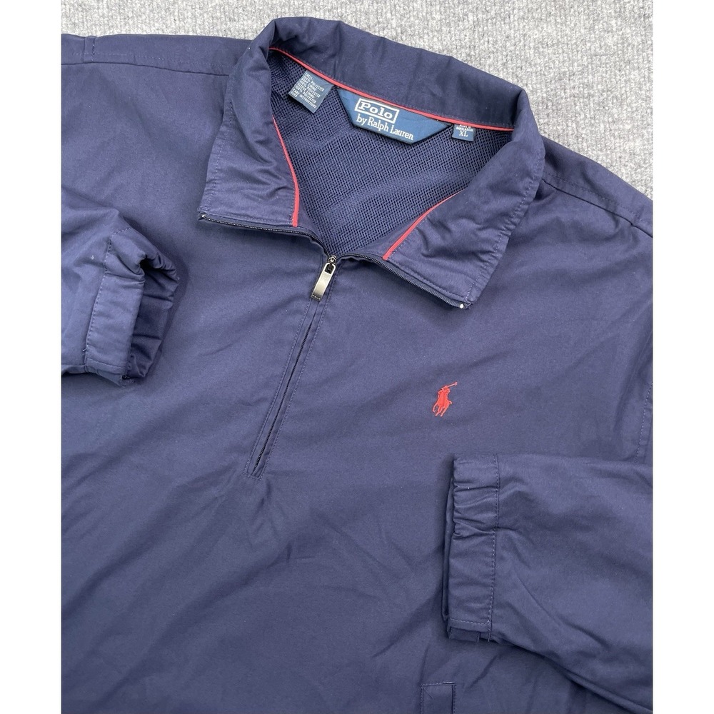 Vintage Polo Ralph Lauren Jacket Mens XL 1/4 Zip Windbreaker Mesh Lined Red Pony